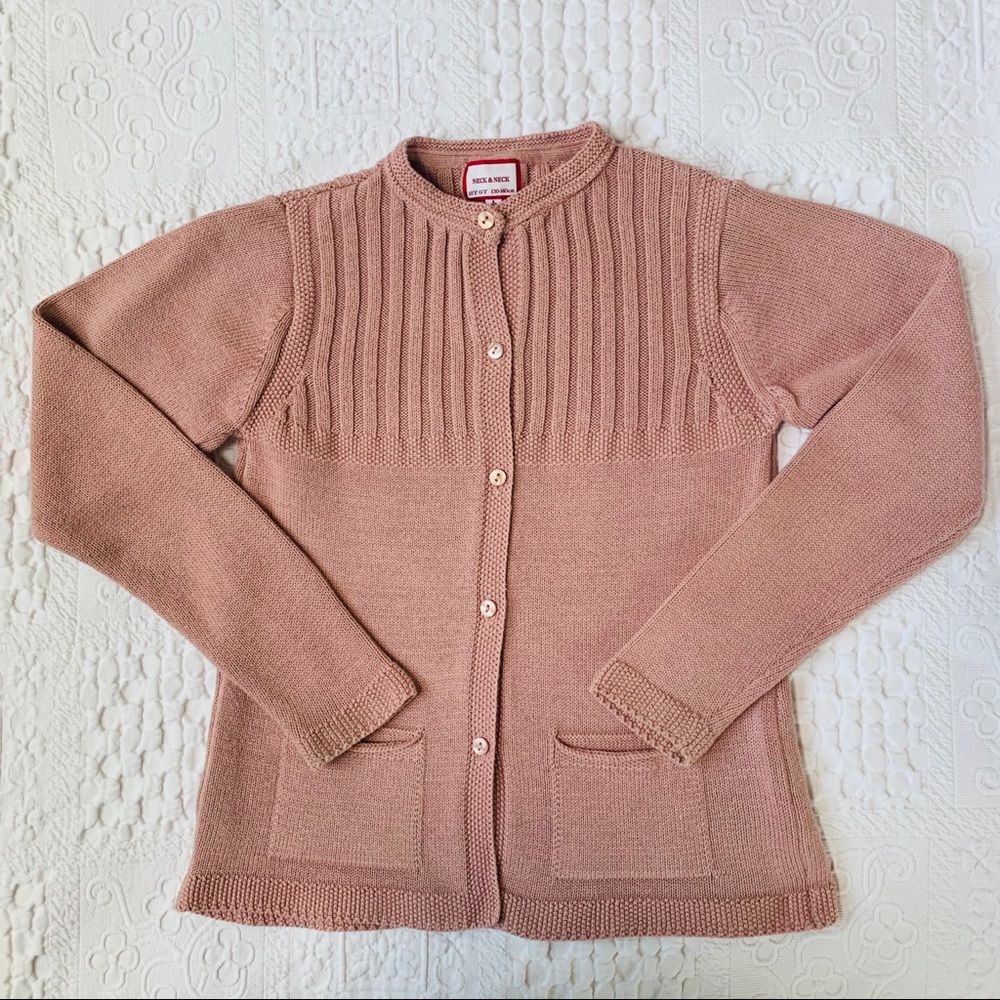 Neck & Neck dusty rose girls cotton cardigan